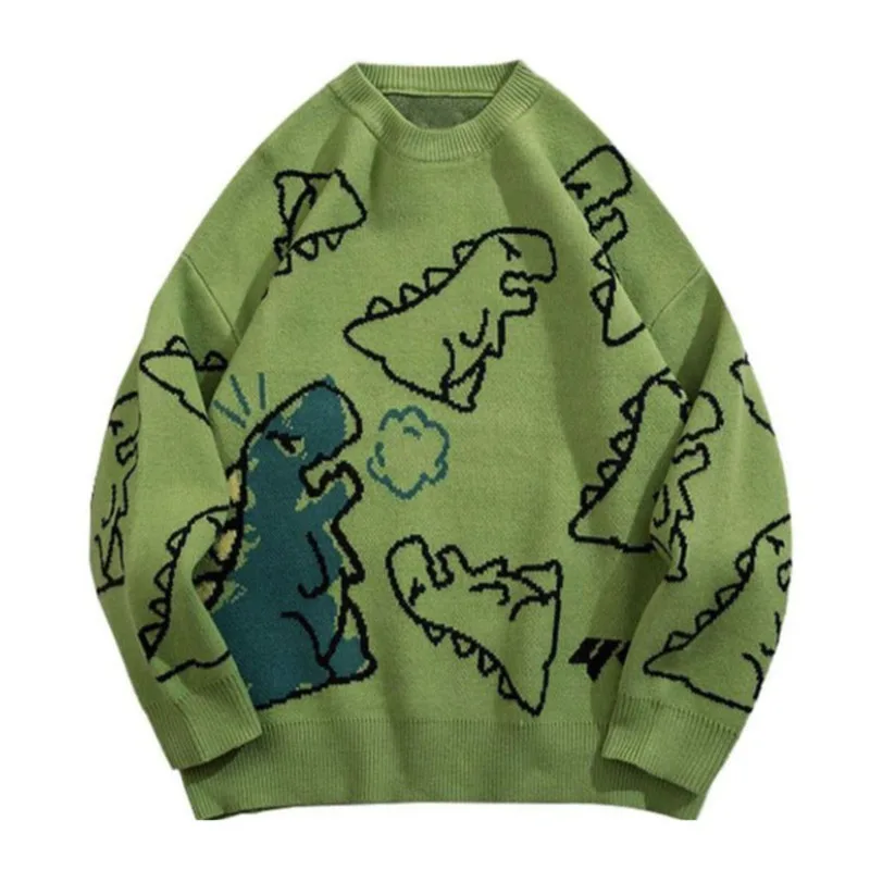 Женские вязаные свитера с принтом динозавров пуловер женская одежда сезон