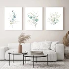 Современный простой золотой зеленый лист акварельный цветок, скандинавский плакат холст картина на стену Художественная печать интерьер украшение для дома картина