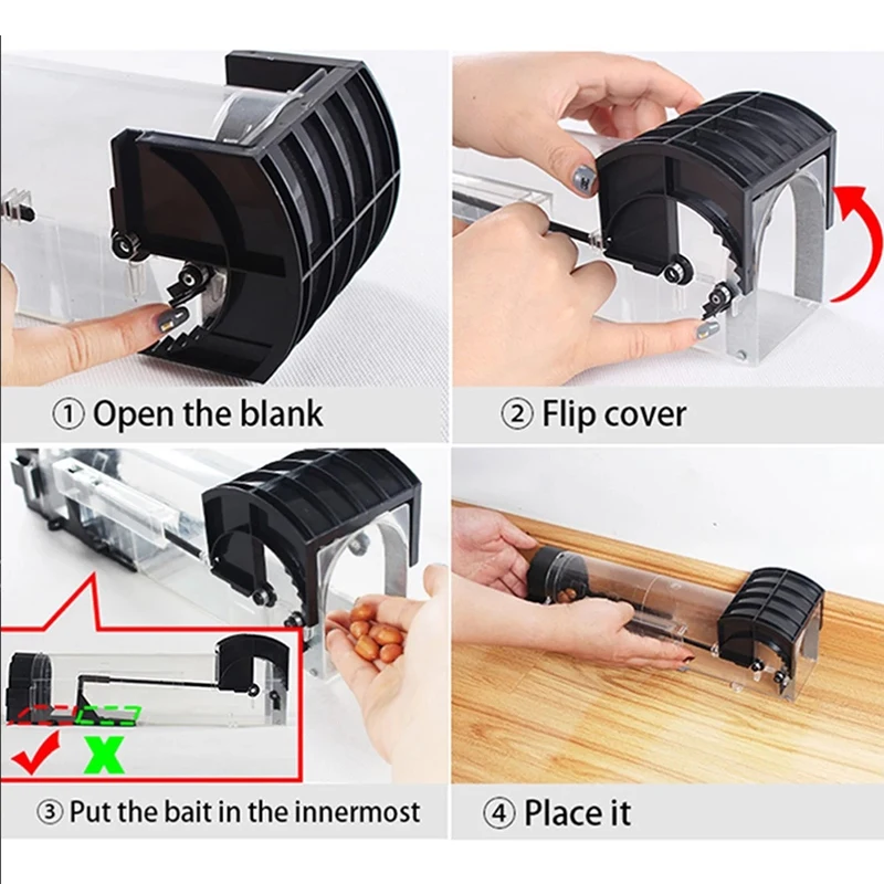 

1 PC Mouse Trap Humane Rodent Catcher Catches Mice Alive Transparent Smart Mouse Trap No Kill Live Catch Household Supplies