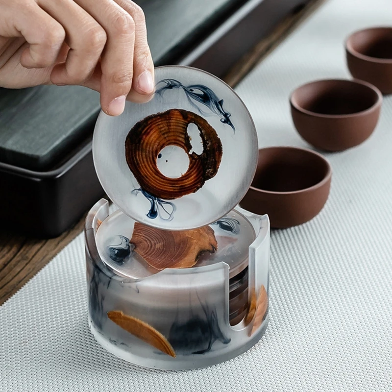 

Pine Resin Mug Coasters Non-Slip Insulated Bowl Mat Creative Placemat Tea Coffee Bar Cup Table Pad Drink Coasters
