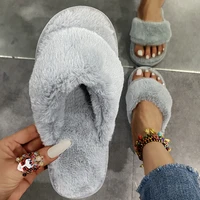 womens 2021 new autumn and winter indoor fuzzy slippers female fluffy slipper ladies plush flip flops house slippers for women