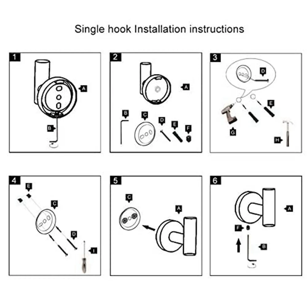 

2 Pack Bathroom Matte Black Coat Hook Stainless Steel Single Towel/Robe Clothes Hook for Bath Kitchen