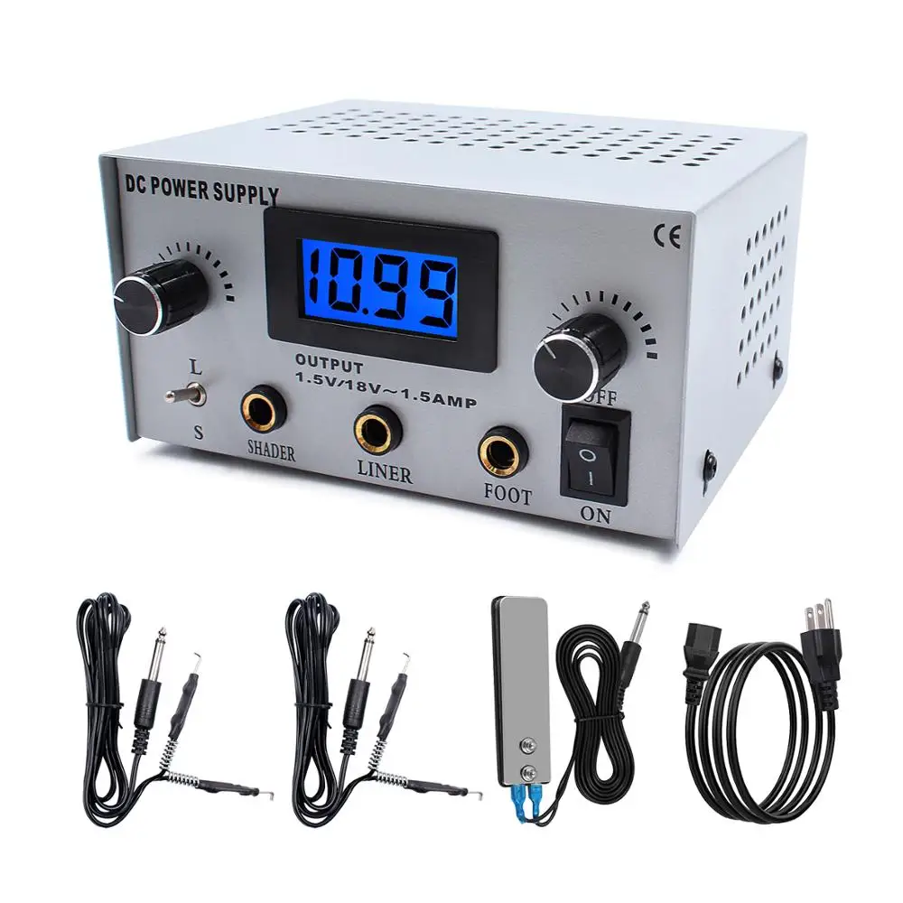 

Dual Mode Critical Tattoo Power Supply w/Foot Pedal Clip Cords Digital LCD Tattoo Power Box for Rotary&Coil Tattoo Gun Machines