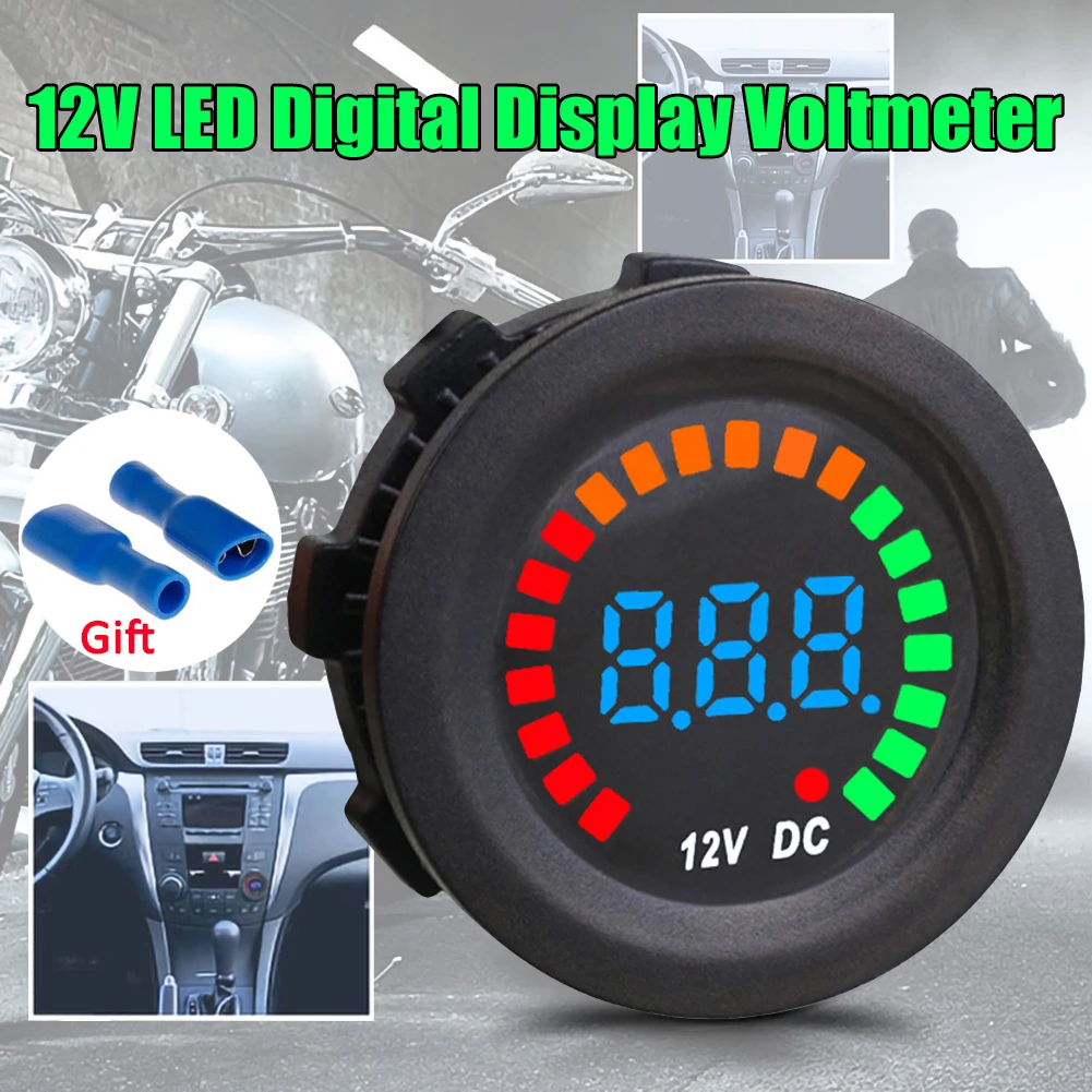 

DC 12V Car Motorcycle Waterproof Color Screen LED Digital Panel Voltmeter for Motorcycles Buses Ship Digital Voltmeter