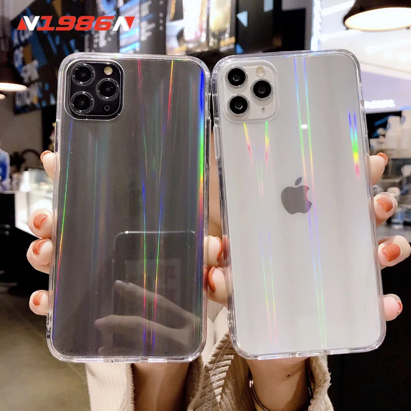N1986N для iPhone 11 Pro X XS Max 6 6s 7 8 Plus Радужный лазерный чехол телефона роскошный