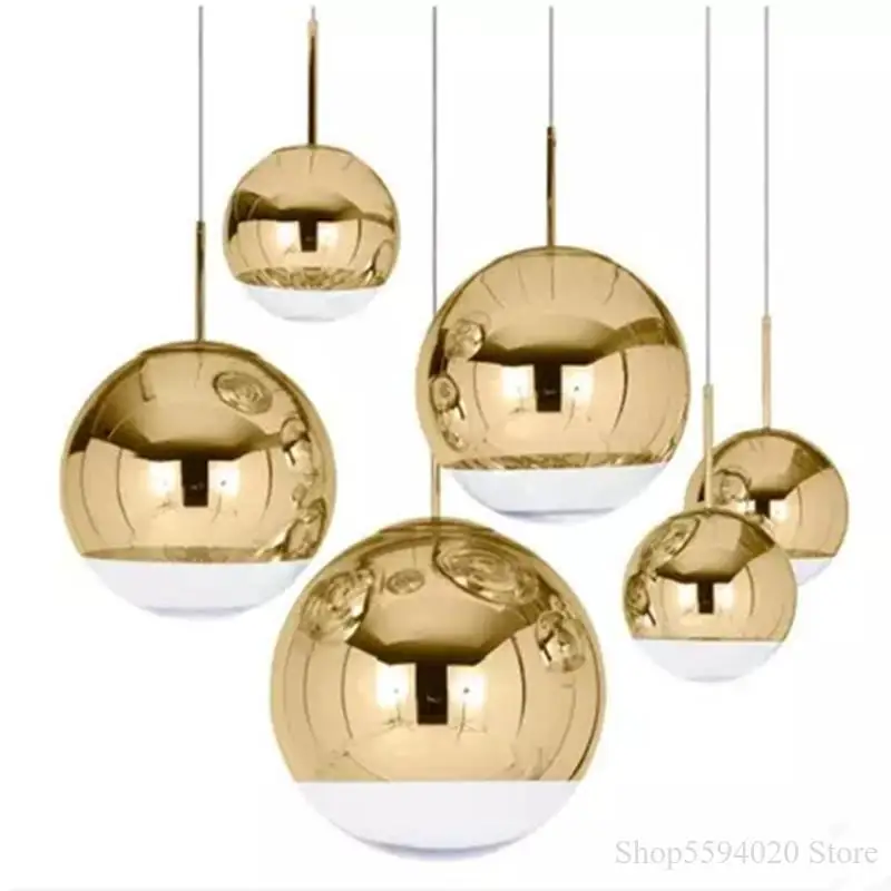 

Simple Space Hanglamp Glass Plated Ball Pendant Lights Dining Room Cafe Lustre Led Modern Suspendu Lustres Pendentes Lamp