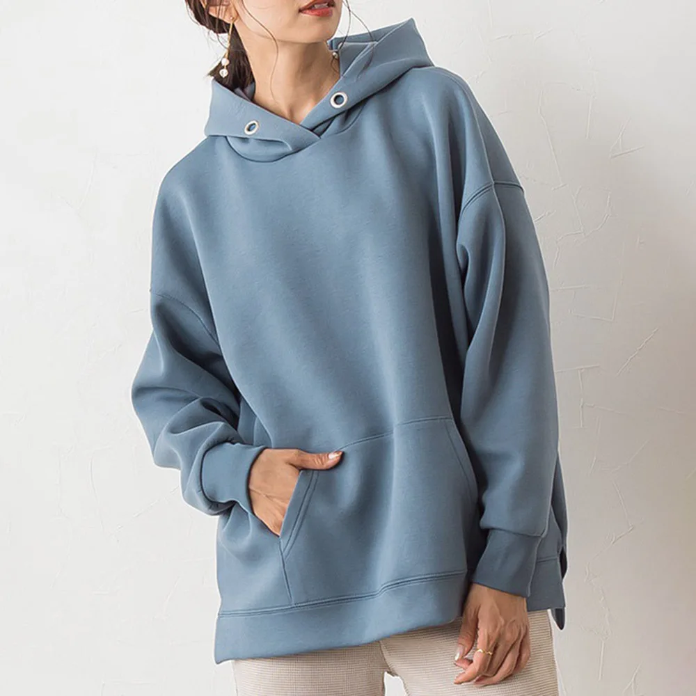 

Japanese And Korean Temperament Simple Spring And Autumn New Women's Dress Simple Loose And Thin Wild Kangaroo Hooded Sweater