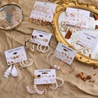 Умка Женские винтажные свадебные жемчужные серьги с открытым носком для женщин, большой золотой крест набор серьги длинной кисточкой серьги бабочки висячие серьги-кольца 2021 ювелирных изделий