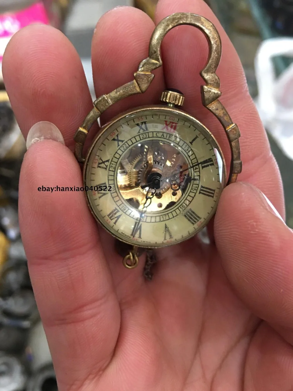 Китайские старые латунные карманные часы с шариком | Дом и сад