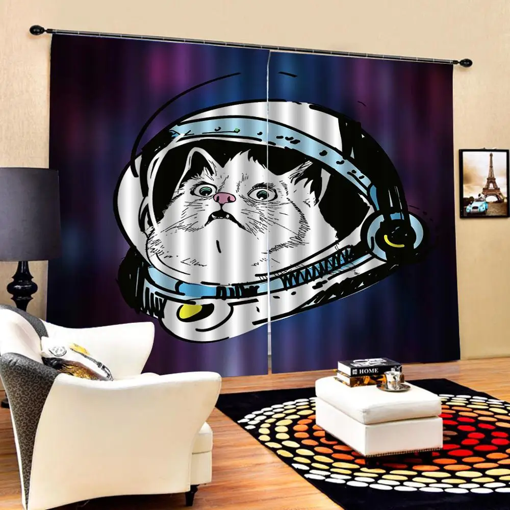 

blue curtains cartoon curtain 3D Curtain Printing Blockout Polyester Photo Drapes Fabric For Room Bedroom