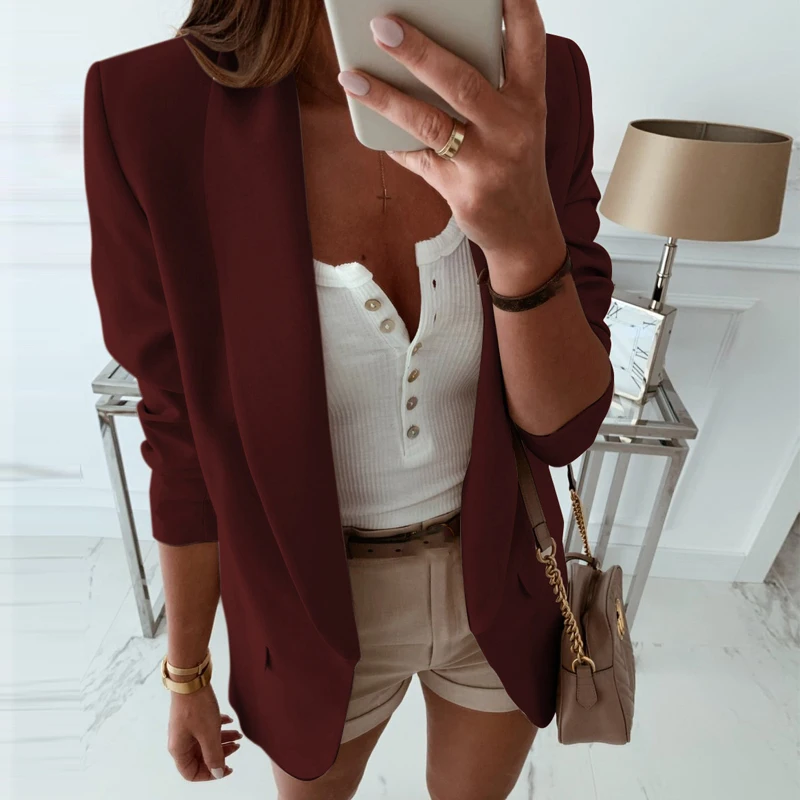 Весенне-осенние блейзеры для женщин Европейский рабочий Блейзер длинный рукав