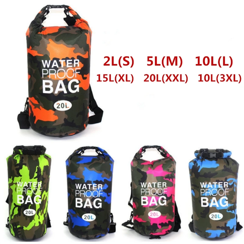 

1pc Outdoor Waterproof bag 5L/10L/15L/20L/30L Dry Bag travelling backpack trekking bag for Drifting Rafting kayaking snorkeling