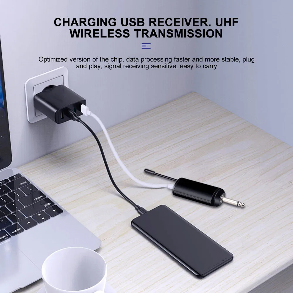 Беспроводной ручной микрофон UHF Динамический системы 1/4 дюймов разъем приемника