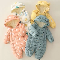 baby down cotton boy winter clothes baby cute jumpsuit hooded newborn baby boy girl romper kid autumn overalls toddle outerwear