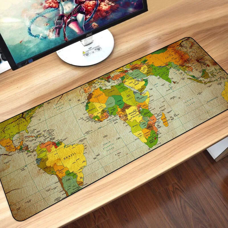 

Коврик для мыши, 80x30 см, с изображением карты мира, резиновый, противоскользящий
