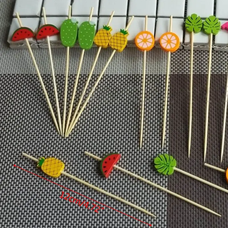 

100 Pcs Disposable Bamboo picks Food Fruit Cocktail Handmade Toothpicks Supply