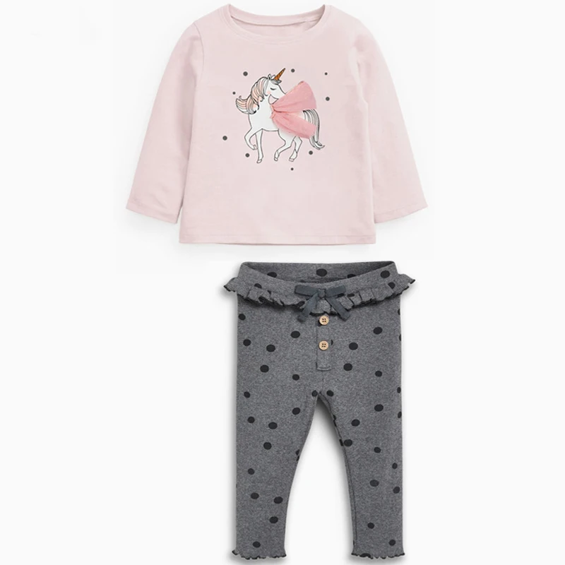 

Одежда для новорожденных девочек, Осень-зима 2021, детская одежда, мультяшный единорог, 2 шт., наряды, комплекты одежды для младенцев, Детский к...