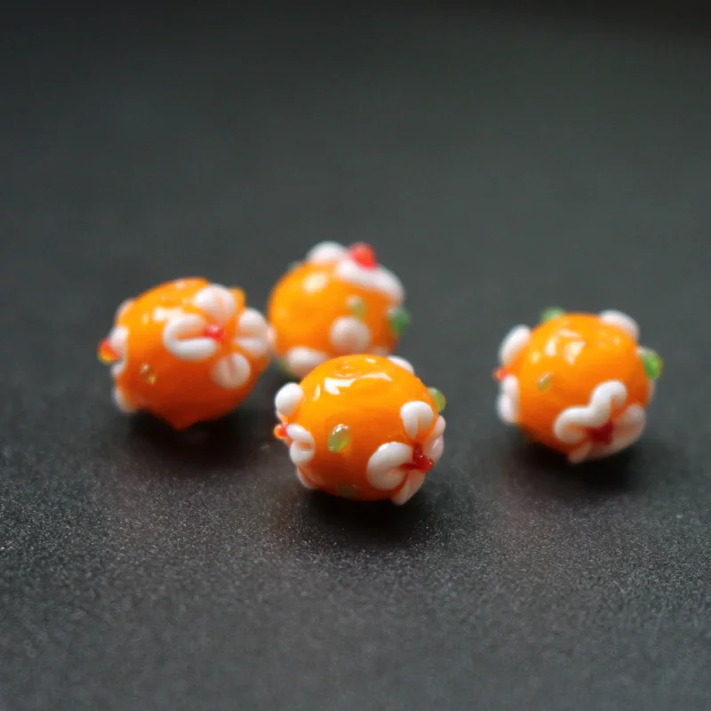 Стеклянные бусины в виде цветка абажура 10 шт./лот 11 мм * 9 оранжевого цвета с