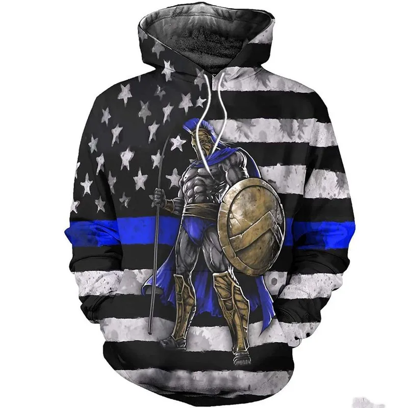 

Новая повседневная толстовка на молнии с 3D-принтом спартанского воина