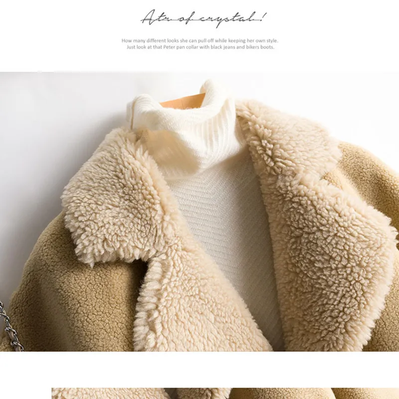 

2019 autumn and winter cashmere women's jacket granules camel short coat fashion brand ladies slim lapel long sleeve Korean sexy