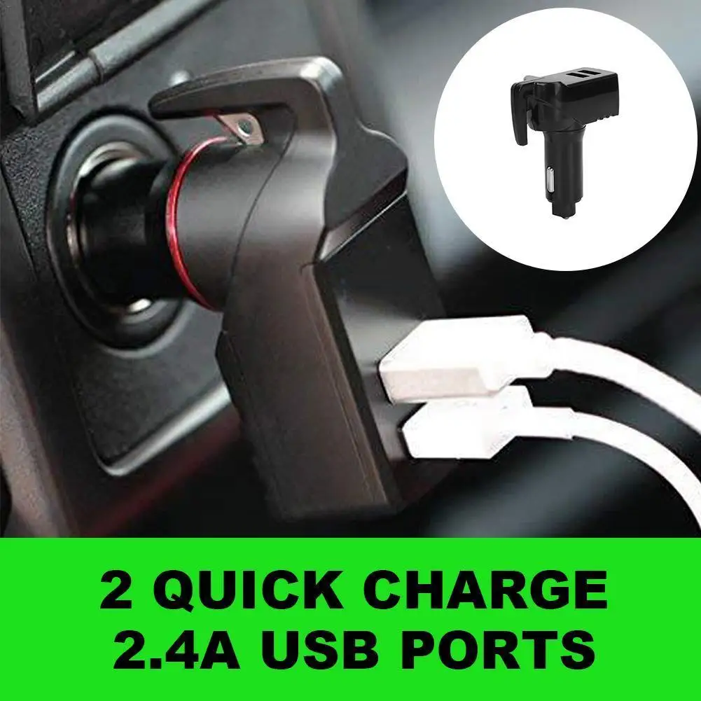 

3In1 Car Emergency Escape Tool Usb Charger Seatbelt Cutter Window Breaker Punch Cutting Hammer With Dual Accessories For The Car