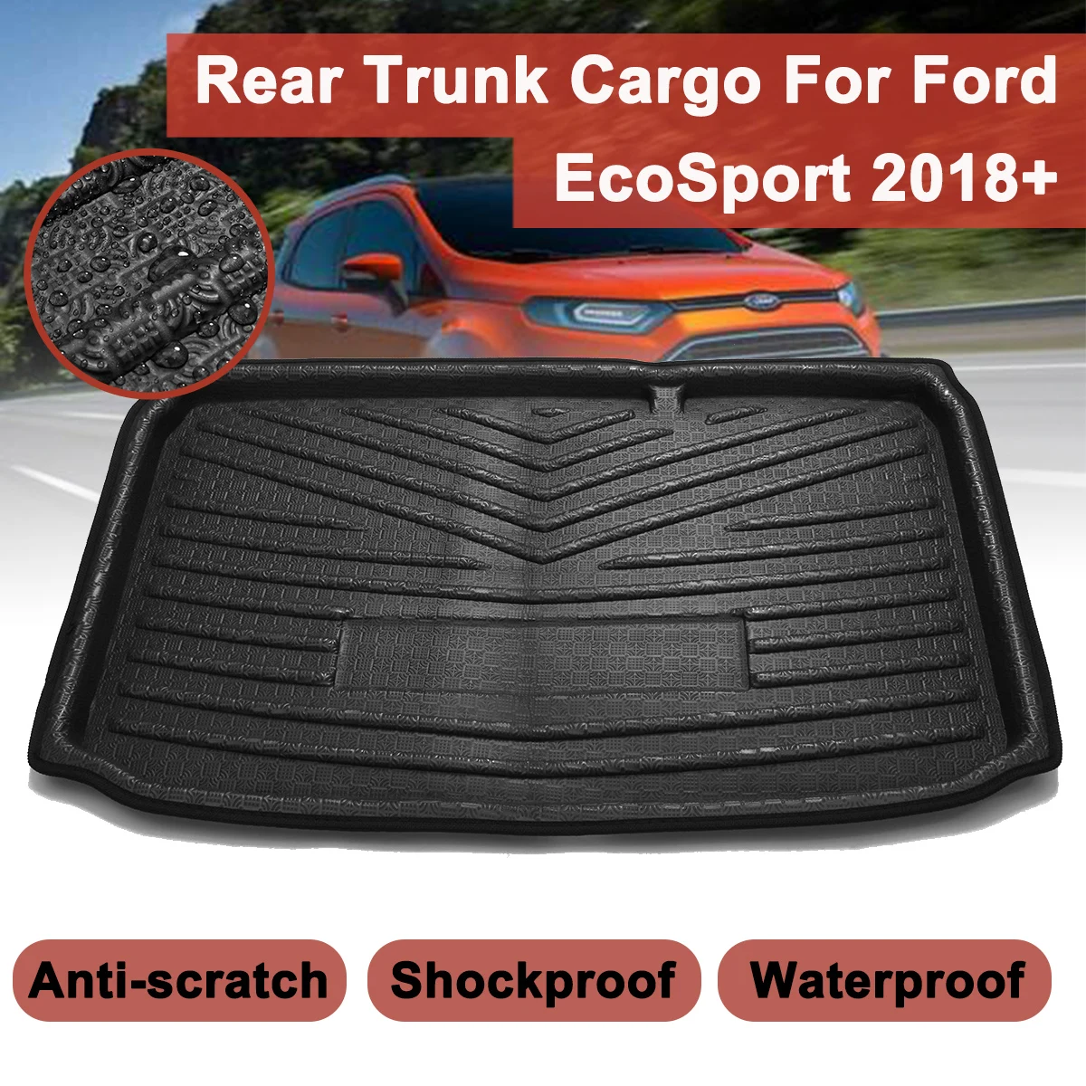 Поднос для багажника Ford EcoSport 2018 + поднос ударопрочный задний коврик ковра