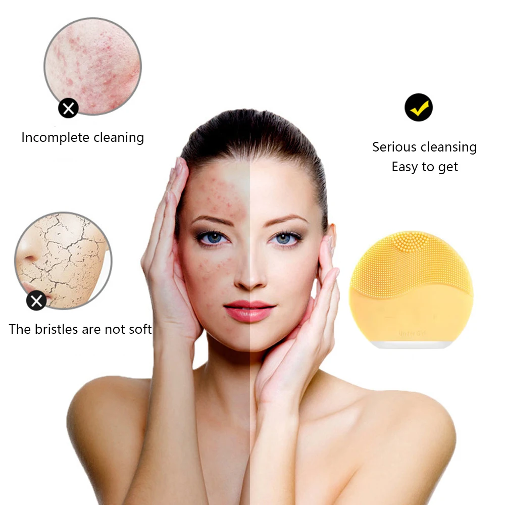 Ультразвуковая вибрационная электрическая щетка для чистки лица силиконовая