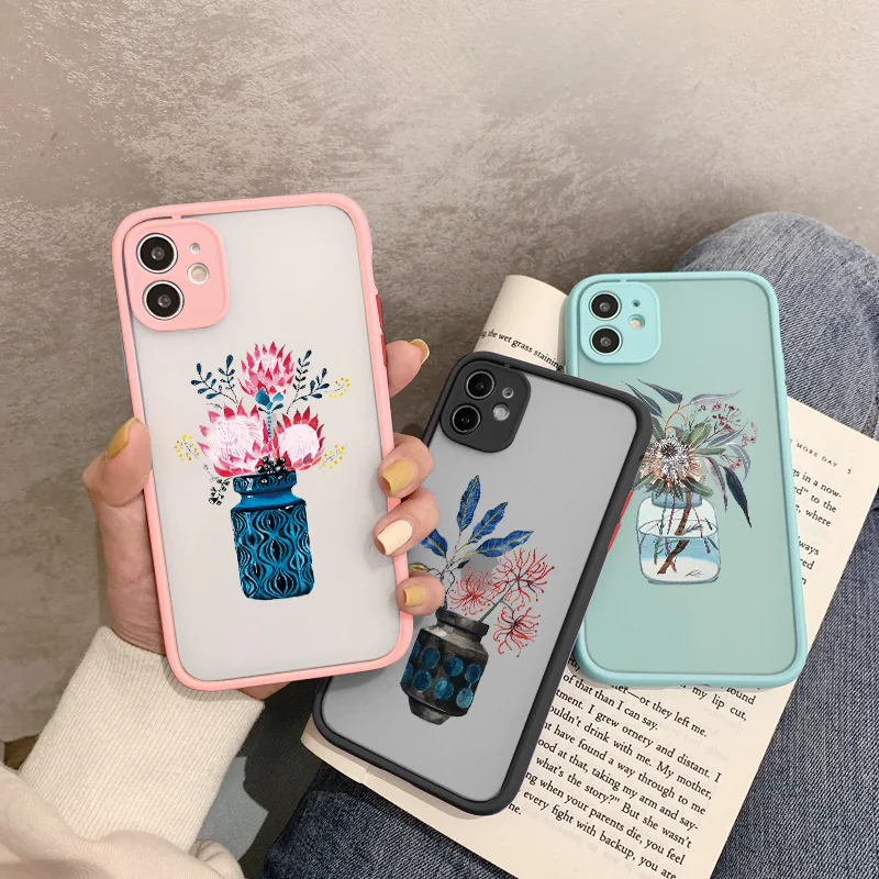 

Beautiful Vase Flower Arrangement Phone Case for iphone X XS MAX XR 11 12 13 Pro Max 6s 7 8 Plus SE 2020 Hard Shockproof Cover