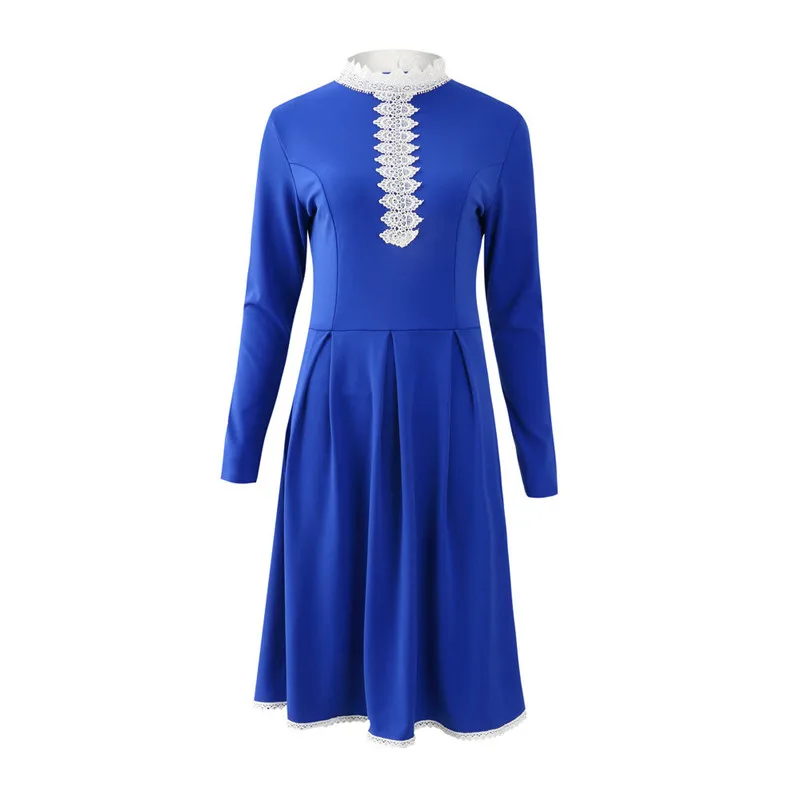 

Women Autumn Winter Dress Sexy Lace Patchwork Office Long Dresses Elegant Ladies Long Sleeve Splicing Party Dress Vestidos