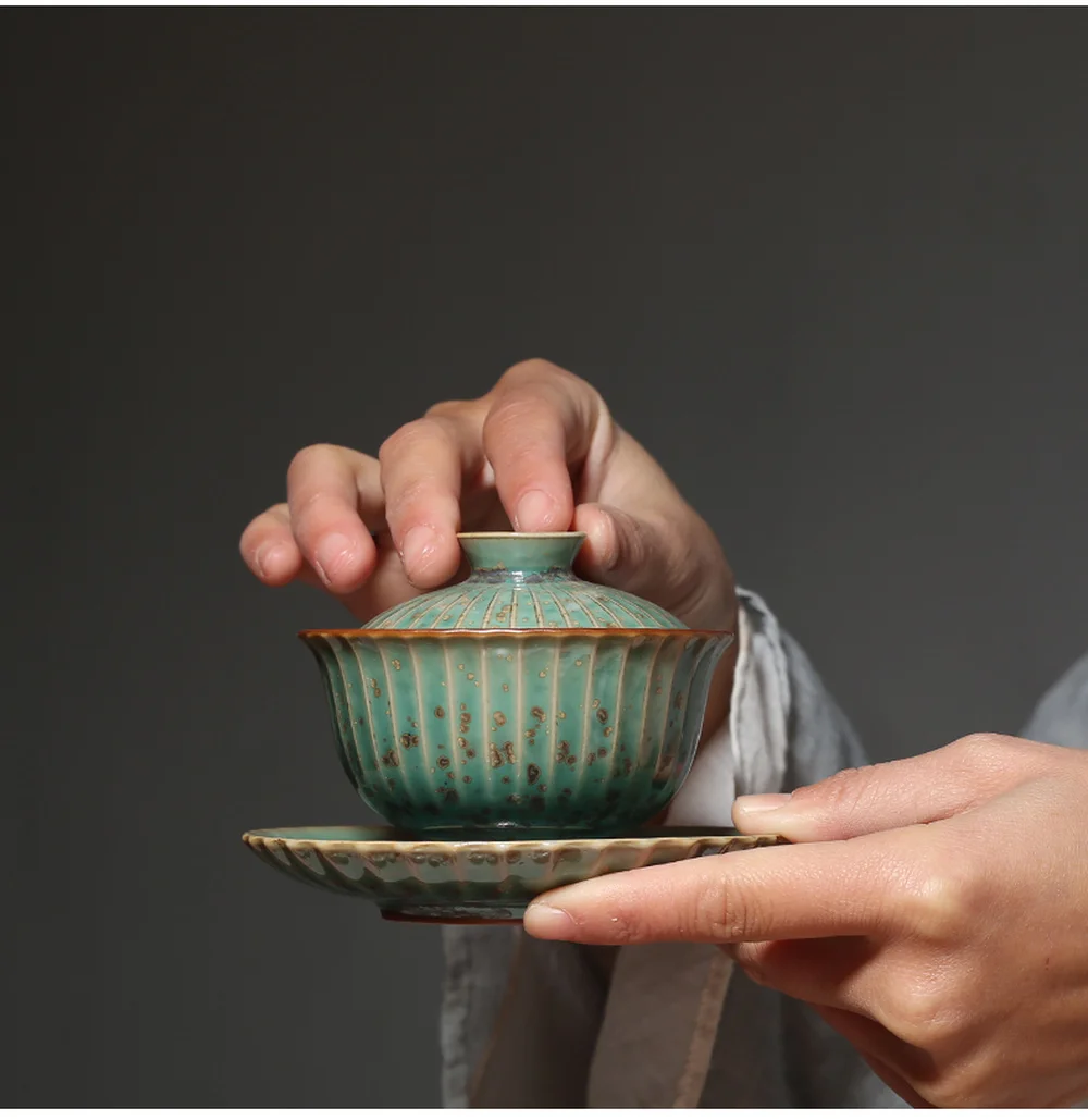 100 мл зеленая печь для обжига глазури меняющая чашу Gaiwan винтажные керамические