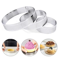9pcs circular tart ring french dessert stainless steel perforation fruit pie quiche cake mousse mold kitchen baking mould