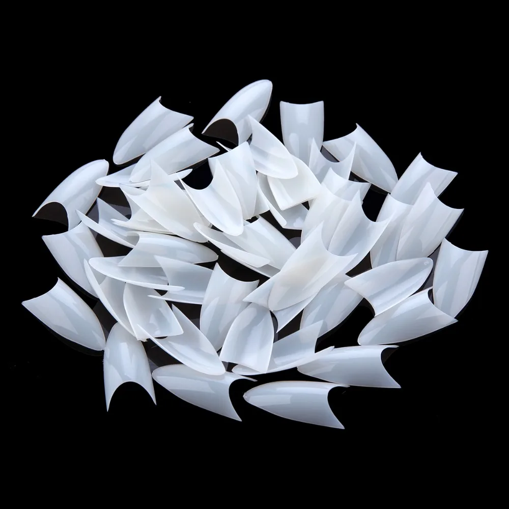 500 шт./лот натуральные белые накладные ногти на шпильке Французский акриловый УФ