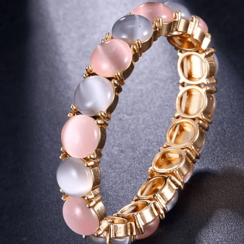 

AMC New Trendy Vintage Colorful Opal Stone Advanced Crystal Bangle Multi-Color Zircon Lucky Bracelet Women's Jewelry Gifts 2021