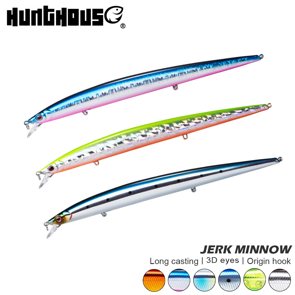 

Hunthouse 3pcs Jerkbait Minnow Fishing Lure Long Casting 210mm 34g Floating Hard Bait Saltwater for Sea Bass Fake Fish Tackle