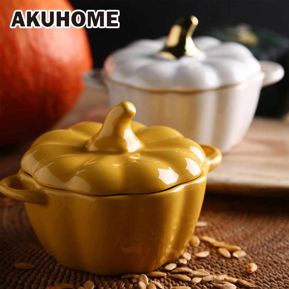 Керамическая Тыква чаша для завтрака фарфоровая Бытовая позолоченная выпечки