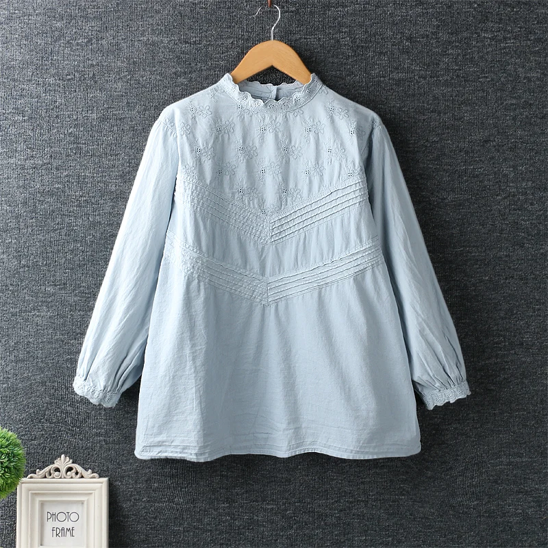 Новинка 2019 года Осенняя женская рубашка в японском стиле для девочек кружевной