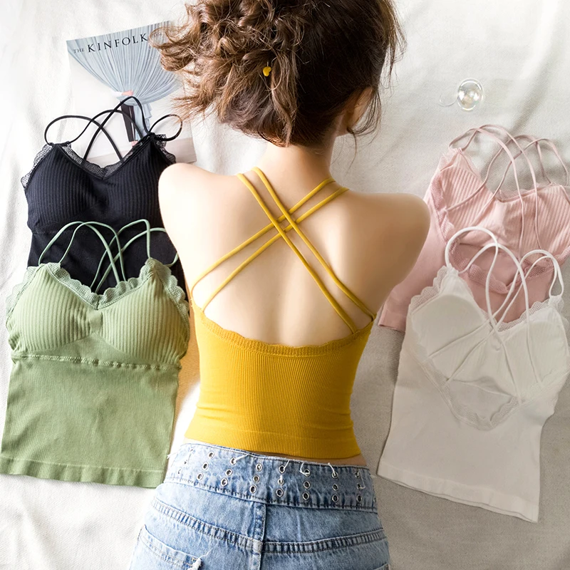 Кроп Топ женский с вырезами на спине пикантный кружевной бюстгальтер блузка