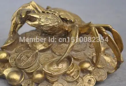 free shippingChinese fengshui copper brass wealth yuanbao money coin sea Crab lucky statue | Дом и сад