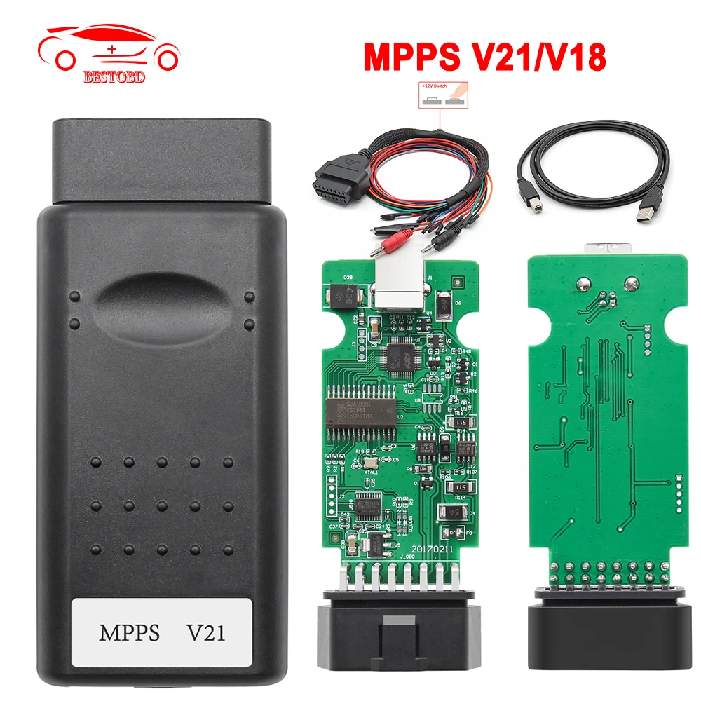 MPPS V21 V18 чип тюнинг интерфейс Авто OBD 2 OBD2 ECU Тюнинг для EDC15 EDC16 EDC17 Многоязычный CAN