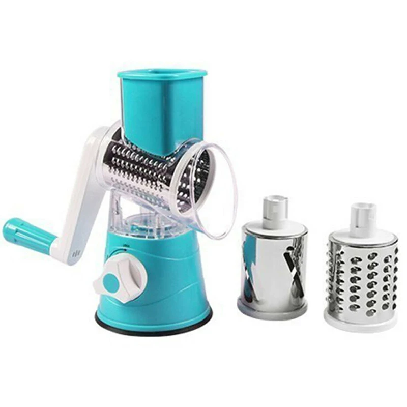 

ABS Multifunction Rotary Cheese Grater Mandoline Vegetable Slicer Kitchen Cheese Grater Shredder With 3 Drum Blades Tools