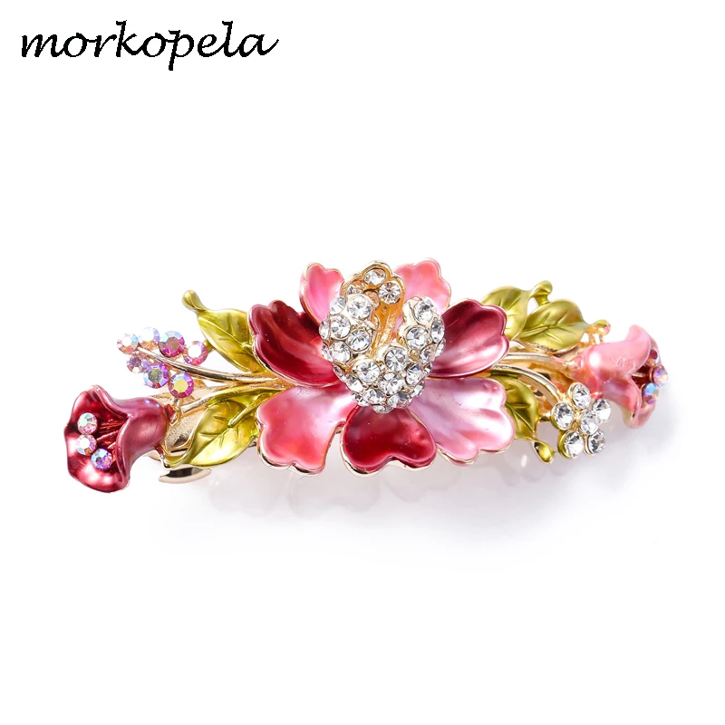 Заколка для волос Morkopela с эмалью и цветком модные заколки кристаллами женские