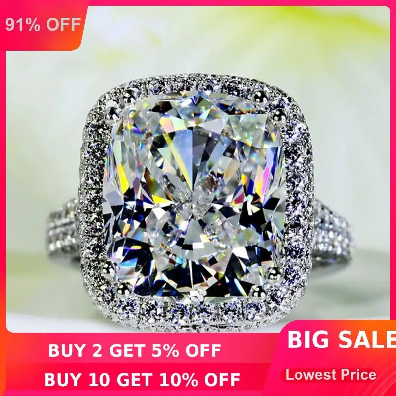 Большие украшения Женское кольцо с подушкой 10 карат ааааа фианит 14 белое золото