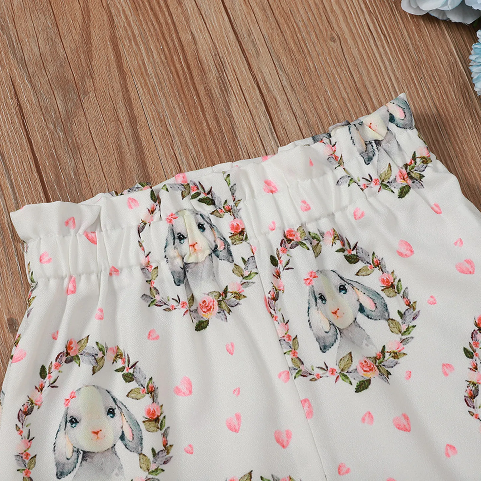 

1-8Y Children Toddler Kids Baby Girls Sleeveless Vest Easter Love Heart Bunny Tops+ Shorts Outfits Set Clothes 5*