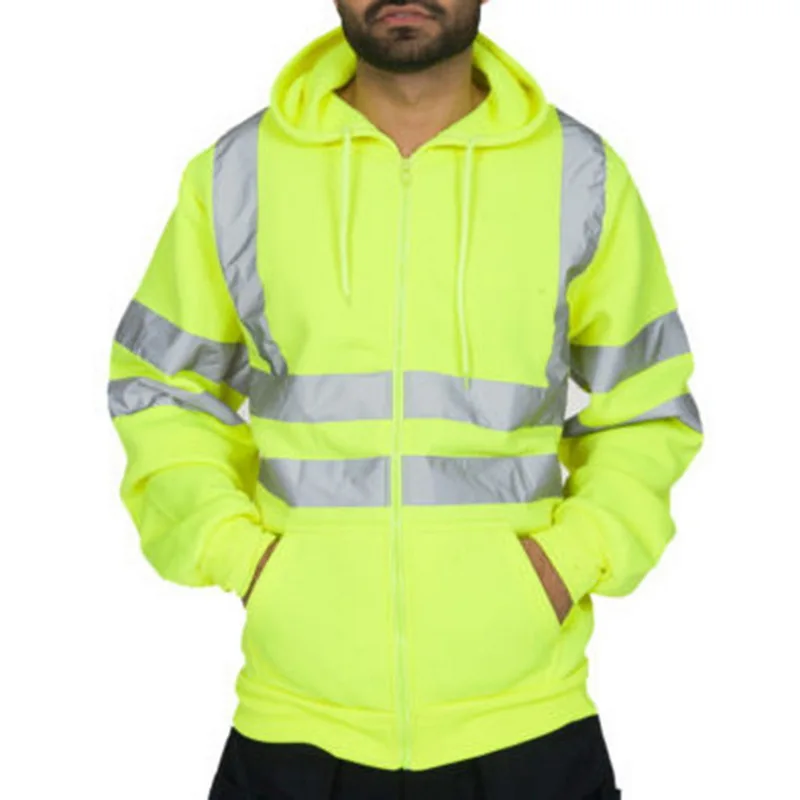 

2021 New Men's Road Work High Visibility Pullover Casual Long Sleeve Hoody Sweatshirt Tops Men Jacket Hooded Blouses