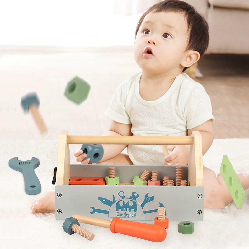 

Kids Imitation Toolbox Pretend Play Toys Repair Tools Set Wooden Screw Nut Assembling Toys Montessori Educational Baby Gifts