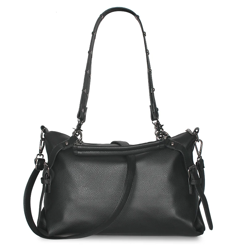 

2020 Fashion Rivet Large Capacity Women Shoulder Bag Soft Casual Black Female Shopping Bag Lady Hobo Handbag Tote Travel Bag