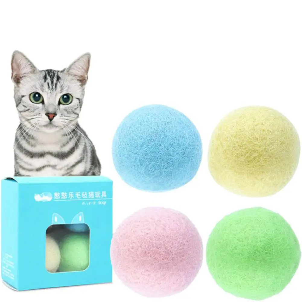 4 шт./компл. разноцветный войлочный шар игрушки для кошек котят