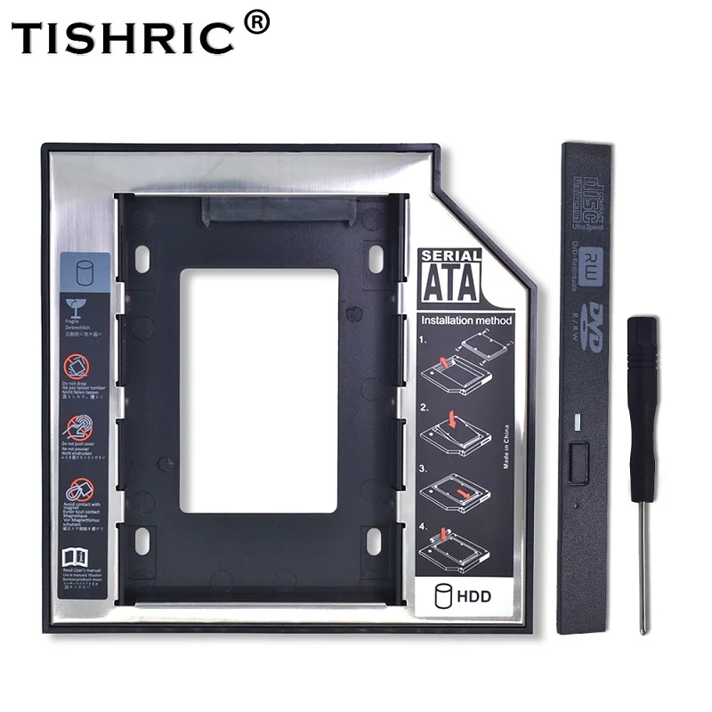 with panel TISHRIC 2nd 2,5 HD 12,7 мм SATA 3,0 HDD/SSD Caddy Корпус/адаптер для внешнего жесткого диска 2 ТБ коробка CD DVD ROM корпус Optibay - Цвет: with panel