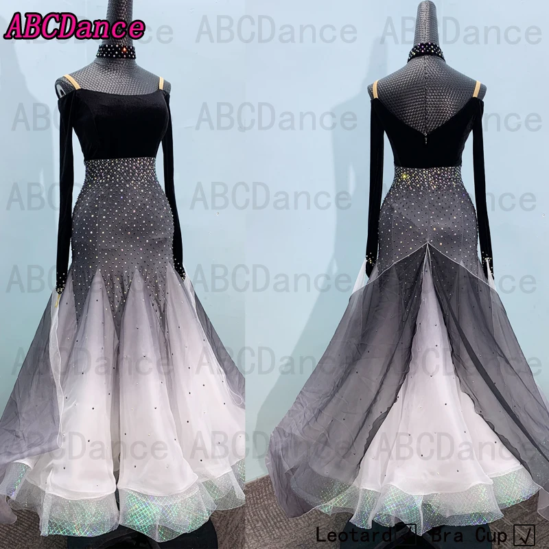 Женское белое платье для современных танцев вальса с градиентом бальных пола |