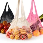 Многоразовые продуктовые сумки, моющаяся хлопковая сетчатая сумочка для фруктов и овощей, органайзер на ремне, тоут с короткими ручками, 2021